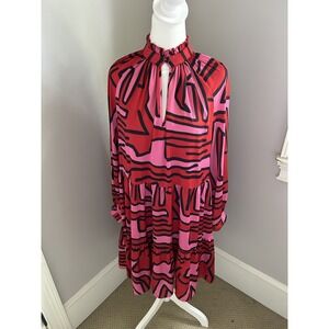 Crosby by‎ Mollie Burch Women's Dress Pink & Red Ruffle